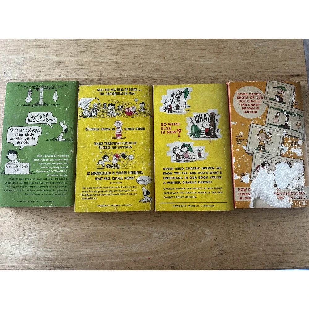 Peanuts Charlie Brown Comic/Cartoon PB Book Lot 4 1967 Charles M Schulz VTG